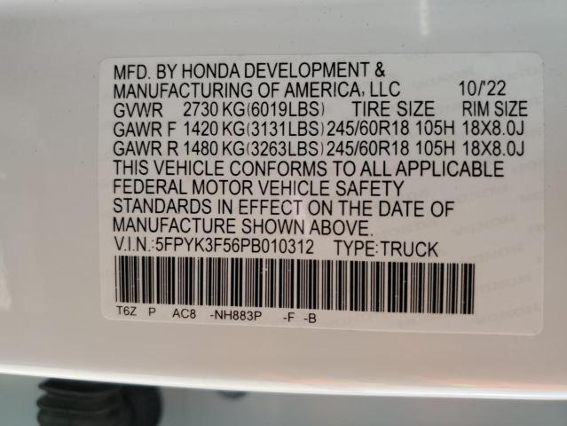 2023 HONDA RIDGELINE 5FPYK3F56PB010312