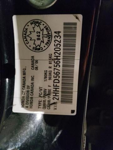 2HHFD56756H205234 Acura Csx Premium