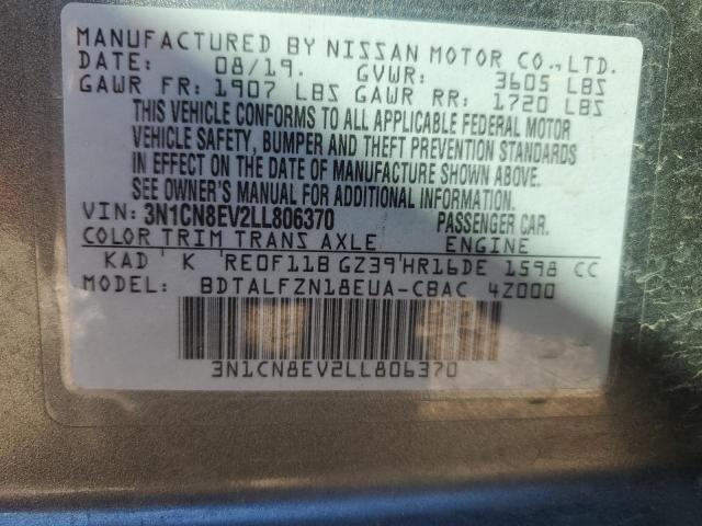 3N1CN8EV2LL806370 Nissan VERSA SV