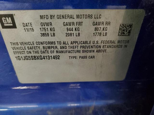 2016 CHEVROLET SONIC RS - 1G1JG5SBXG4131492
