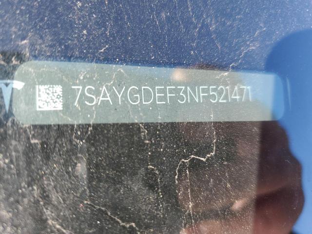 2022 TESLA MODEL Y 7SAYGDEF3NF521471