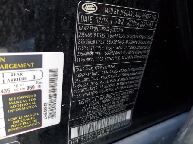 SALWR2KF9GA648849 Land Rover Range Rover Sport Hse