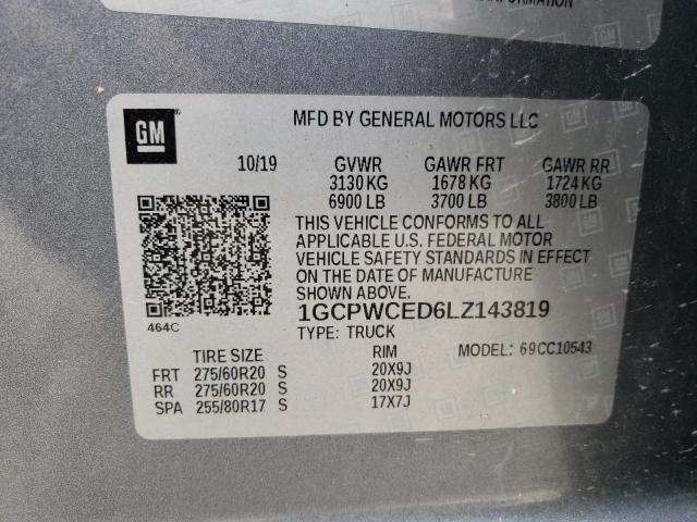 2020 CHEVROLET 1500 - 1GCPWCED6LZ143819