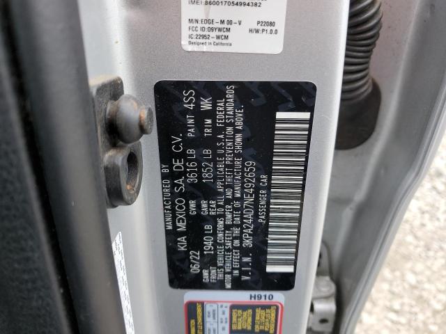 3KPA24AD7NE492659 KIA RIO LX