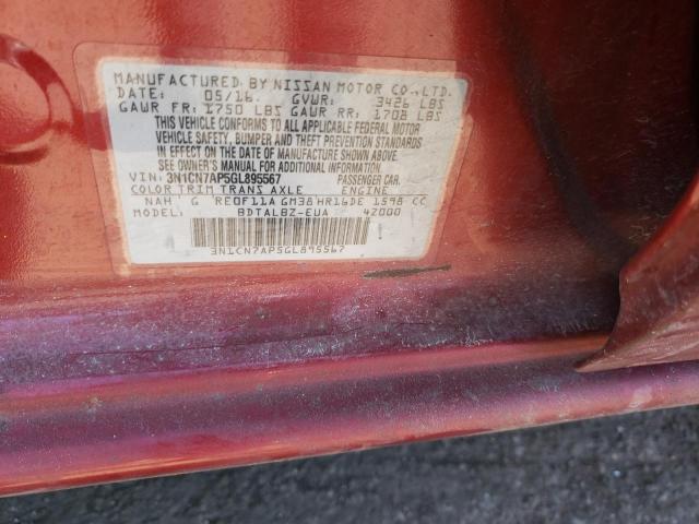 3N1CN7AP5GL895567 Nissan VERSA S