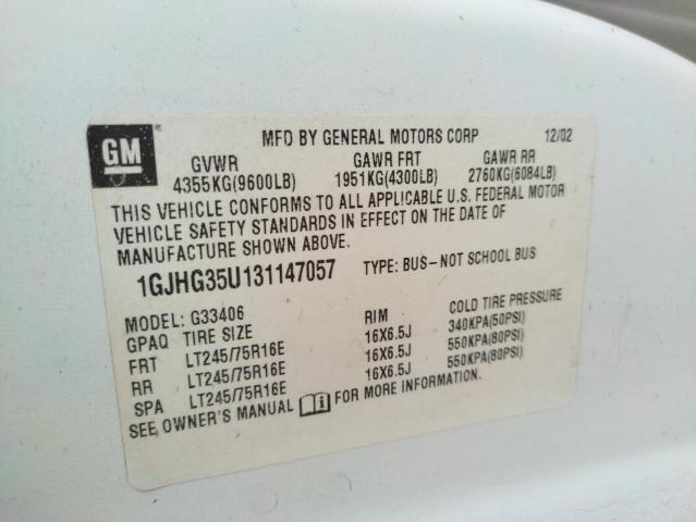 1GJHG35U131147057 GMC Savana G3500