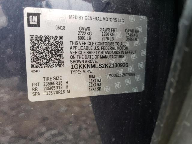 1GKKNMLS2KZ100926 GMC Acadia Slt-1