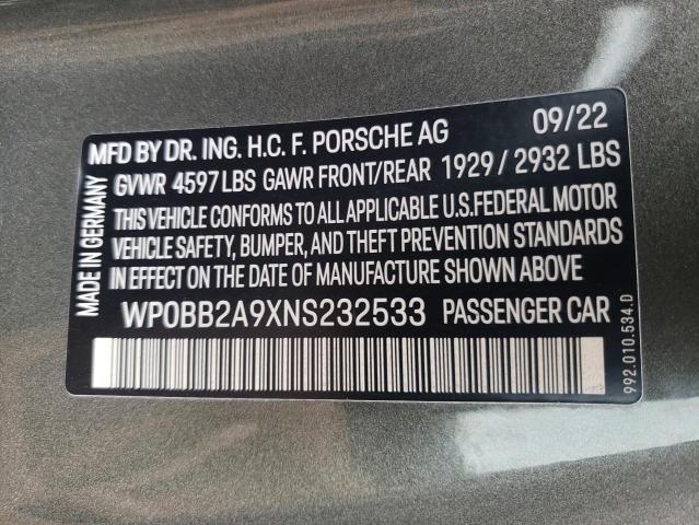 2022 PORSCHE 911 TARGA - WP0BB2A9XNS232533