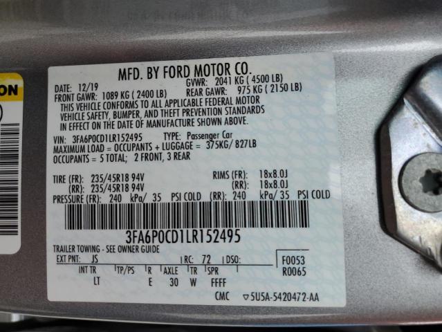 3FA6P0CD1LR152495 2020 FORD FUSION, photo no. 13