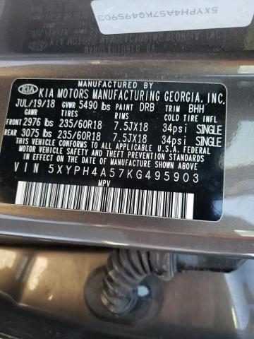 5XYPH4A57KG495903 KIA SORENTO EX