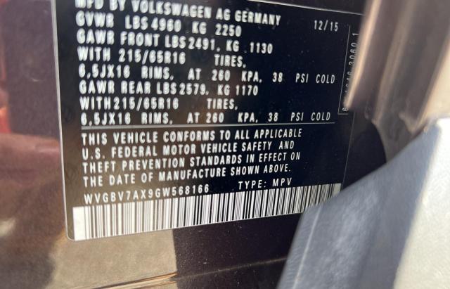 2016 VOLKSWAGEN TIGUAN S - WVGBV7AX9GW568166