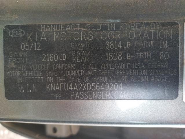 KNAFU4A2XD5649204 KIA FORTE EX