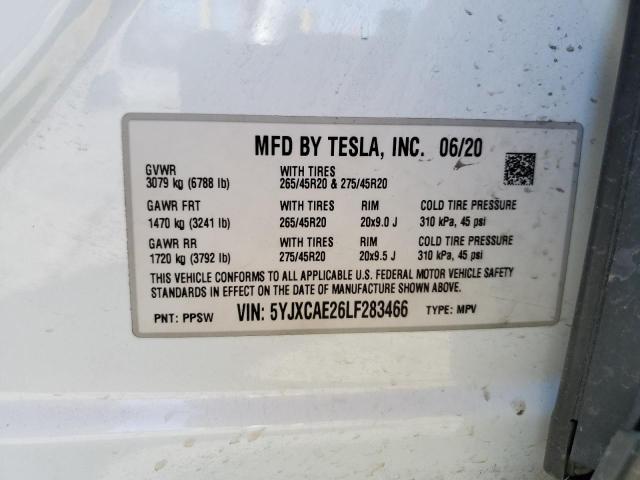 5YJXCAE26LF283466 Tesla MODEL X
