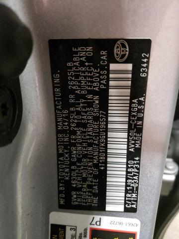 2016 TOYOTA CAMRY HYBR - 4T1BD1FK9GU196577