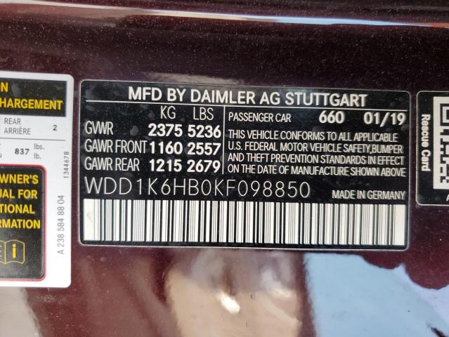 2019 MERCEDES-BENZ E 450 - WDD1K6HB0KF098850