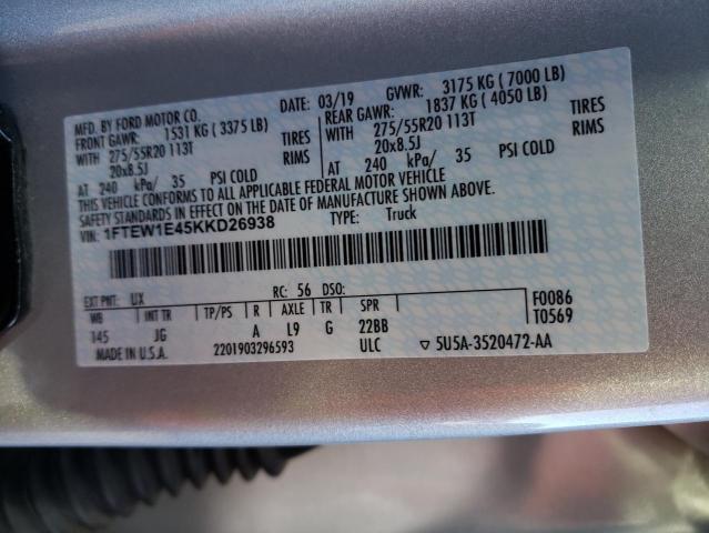 2019 FORD F150 SUPER - 1FTEW1E45KKD26938