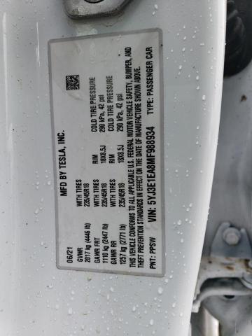 5YJ3E1EA8MF988934 Tesla MODEL 3