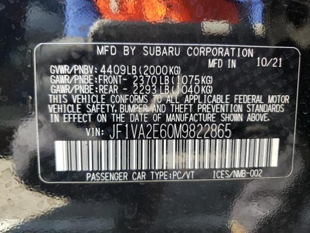 JF1VA2E60M9822865 Subaru Wrx Sti