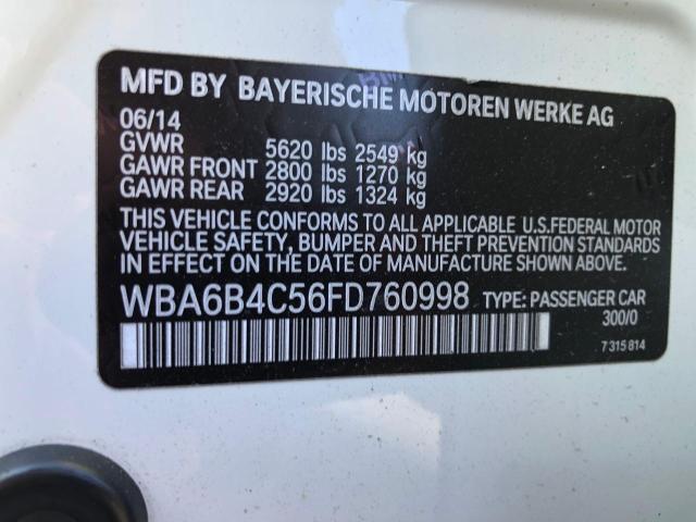 2015 BMW 650 XI GRA - WBA6B4C56FD760998