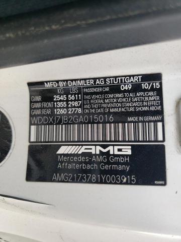 WDDXJ7JB2GA015016 Mercedes-Benz S 63 AMG