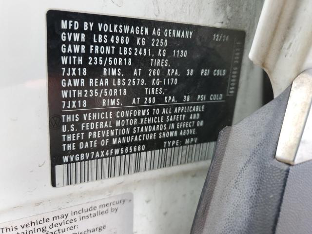 2015 VOLKSWAGEN TIGUAN S - WVGBV7AX4FW565660
