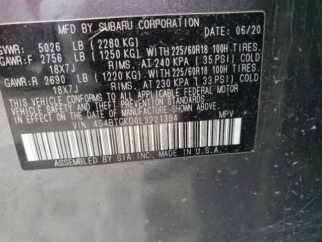 2020 SUBARU OUTBACK ON 4S4BTGKD0L3221394