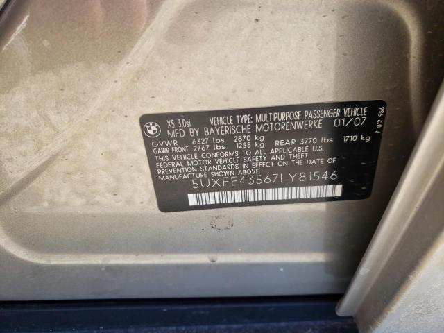 5UXFE43567LY81546 BMW X5 3.0I