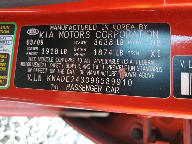 KNADE243096539910 KIA RIO 5 SX