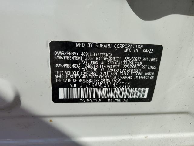 2022 SUBARU FORESTER W - JF2SKAMCXNH480510
