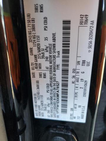 1FTFW1E8XMFA78527 Ford F150 Supercrew
