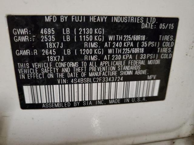 4S4BSBLC2F3343724 Subaru Outback 2.5i Limited