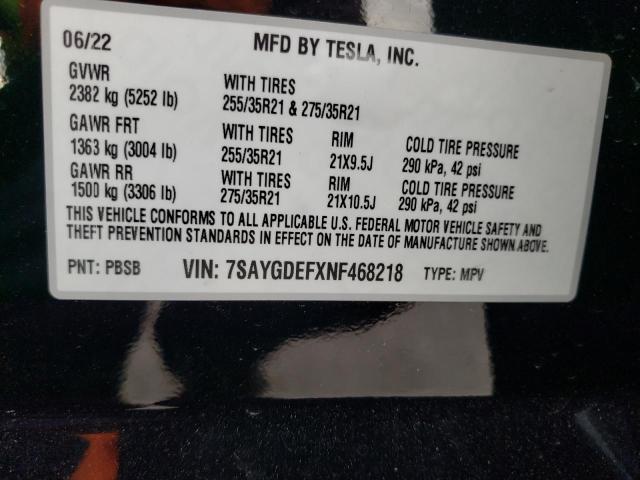 7SAYGDEFXNF468218 Tesla Model Y