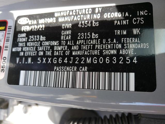 5XXG64J22MG063254 KIA K5 GT LINE