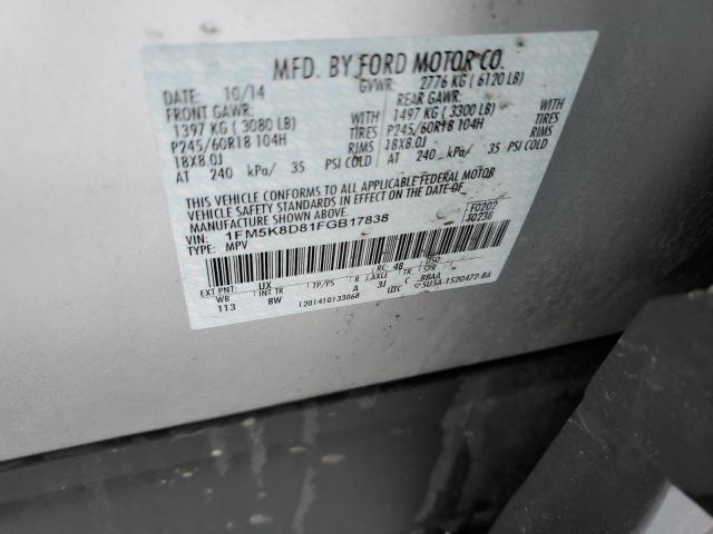 2015 FORD EXPLORER X 1FM5K8D81FGB17838