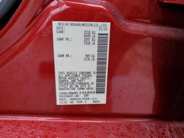 2019 NISSAN ALTIMA SV - 1N4BL4DW4KC246899