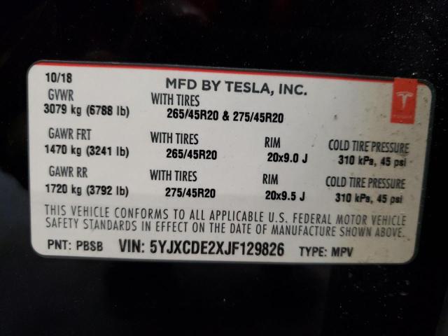 5YJXCDE2XJF129826 Tesla MODEL X