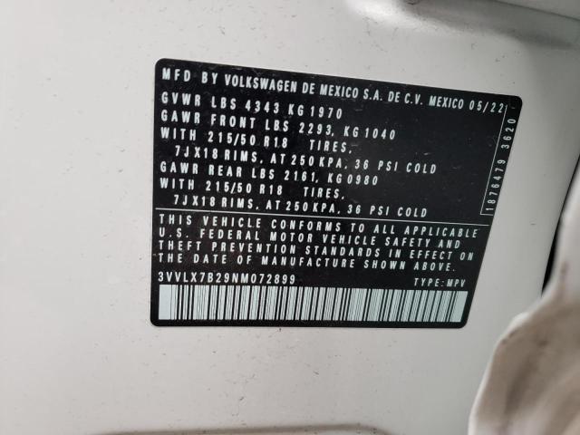 2022 VOLKSWAGEN TAOS SE IQ - 3VVLX7B29NM072899