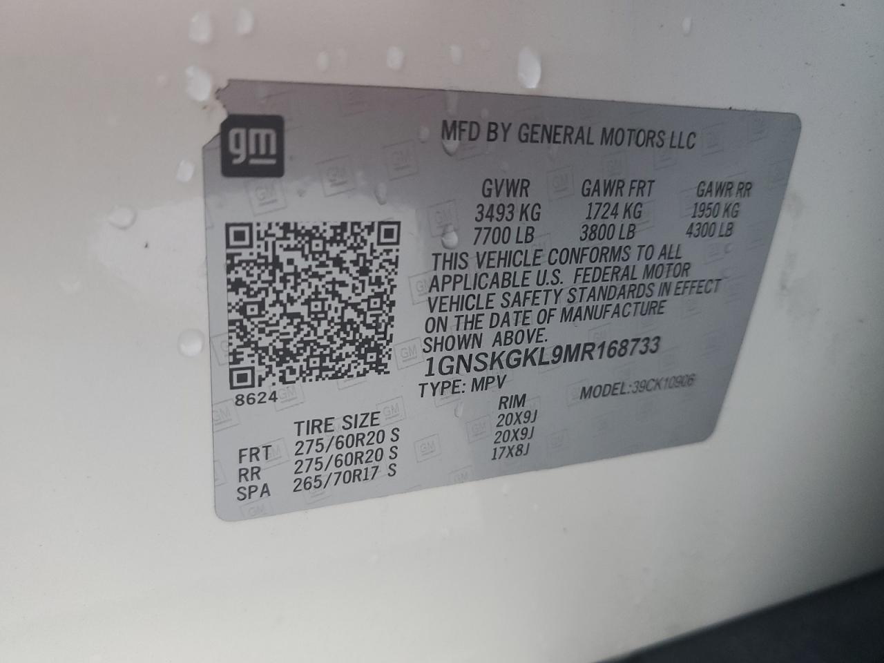1GNSKGKL3MR294053 CHEVROLET SUBURBAN 2021