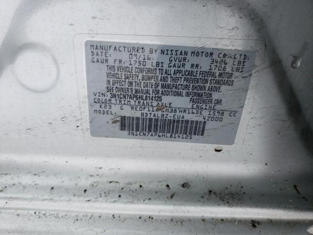 3N1CN7AP6HL814125 Nissan VERSA S