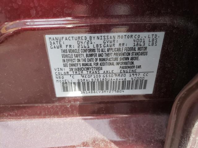 3N1AB8CV3MY279804 Nissan SENTRA SV