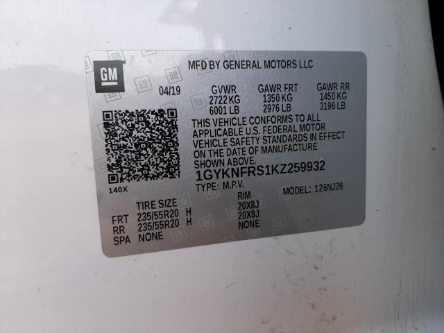 1GYKNFRS1KZ259932 Cadillac Xt5 Premium Luxury
