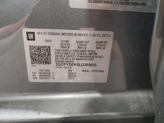 2020 CHEVROLET SLVRD 1500 3GCPYDEK0LG355615