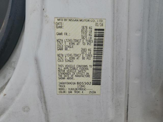 2016 NISSAN NV 1500 S - 1N6BF0KM2GN805502