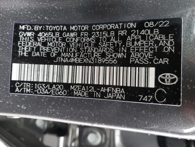 2022 TOYOTA COROLLA XS - JTNA4MBEXN3189556