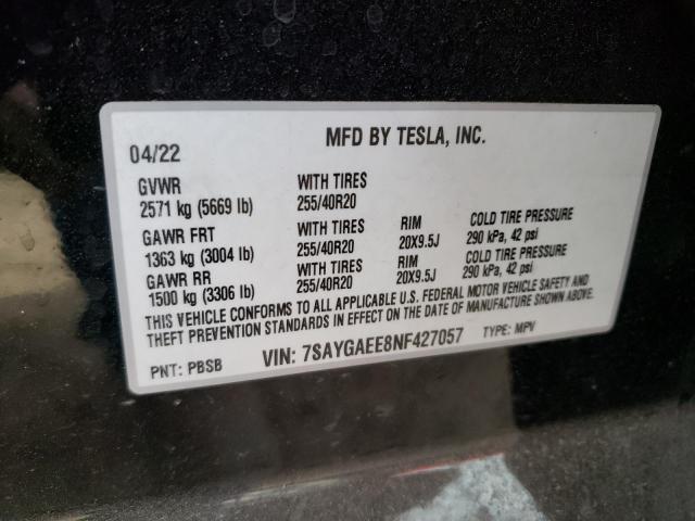 7SAYGAEE8NF427057 Tesla Model Y