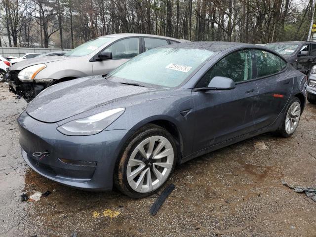 Salvage cars for sale from Copart Austell, GA: 2022 Tesla Model 3