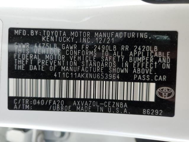 2022 TOYOTA CAMRY LE - 4T1C11AKXNU653964