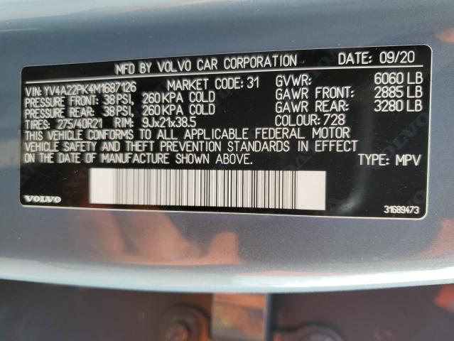 2021 VOLVO XC90 T6 MO - YV4A22PK4M1687126