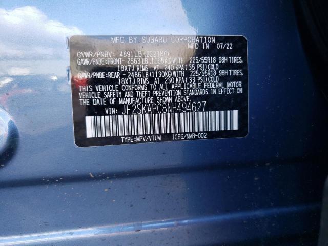 JF2SKAPC8NH494627 Subaru Forester Limited