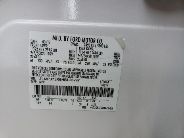 2017 LINCOLN MKX BLACK 2LMPJ7JR6HBL26297